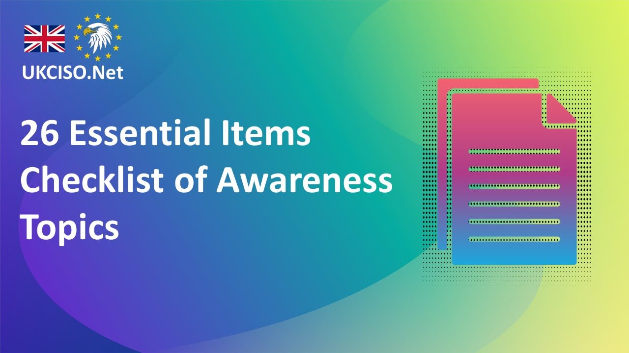 26 Essential Items Checklist of Awarness Topics